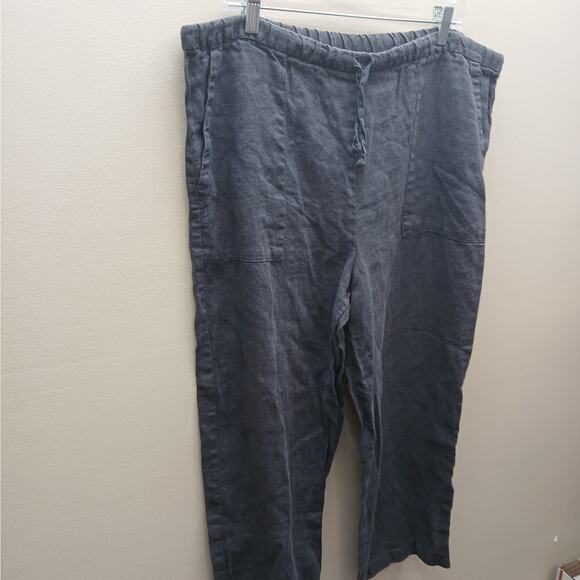 Eileen Fisher Women's 100% Linen Drawstring Straight Leg Pants Black Size Small - Picture 4 of 10